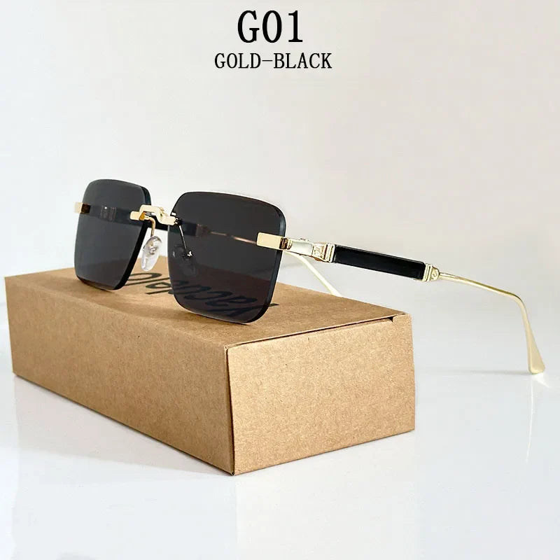 Sunglasses Women Trendy Vintage Designer Rimless Sunglasses For Men