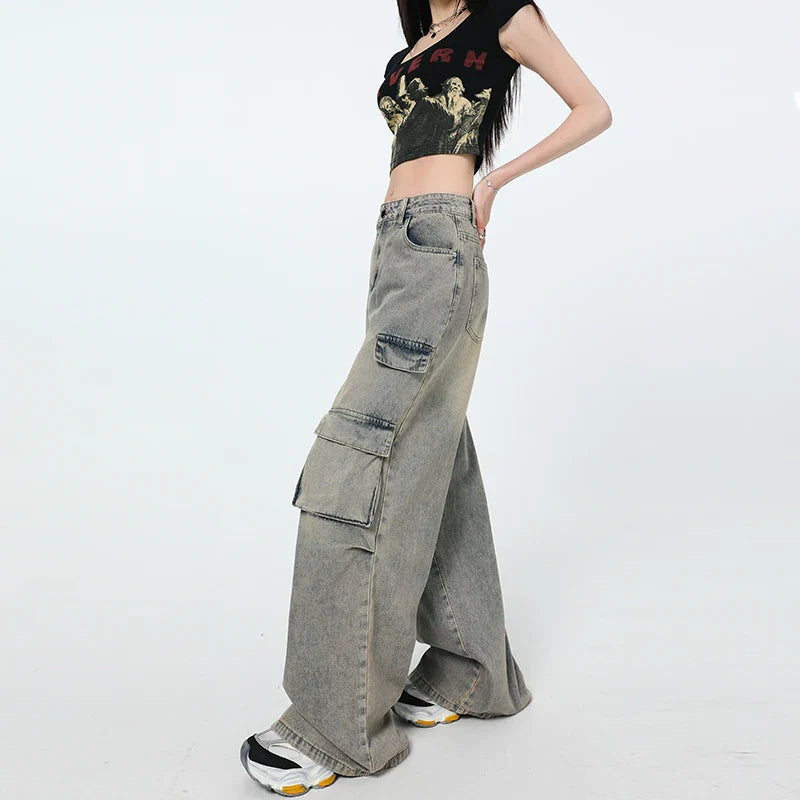 Y2k Jeans Wide Pants Woman Cowgirls Jean Shorts