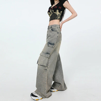 Y2k Jeans Wide Pants Woman Cowgirls Jean Shorts