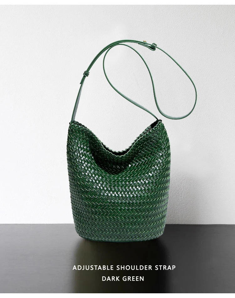 luxury woman handbagNew high end Hand-woven genuine leather women's bag large capacity shoulder tote bag underarm bag bucket bag