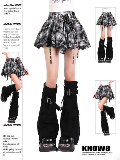 2025 Autumn Winter Women Cyber Punk Dark Academia Irregular A-line Mini Plaid Skirt JK 2000s Aesthetic Y2k A-line Kpop Gyaru