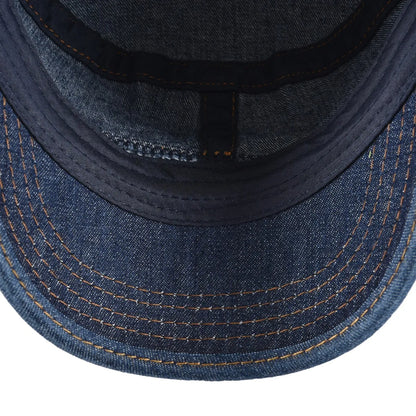 Denim Army Cap Men Washed Cotton Bucket Hat Spring Fall Headpiece Flat Top Adjustable Peaked Visor Hats Trucker Hats