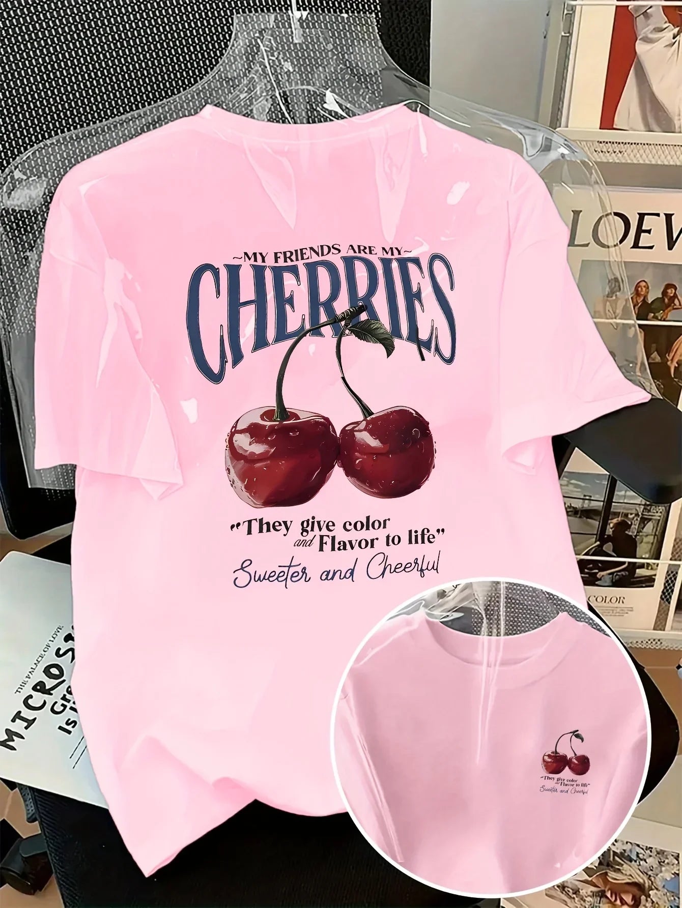 Summer Sweeter Cherries Prints T-Shirts Womens Cotton Oversized T Shirts Basic O-Neck Short Sleeve Tops Casual Woman Clothes