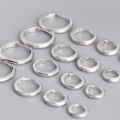 925 Sterling Silver Simple Matte Bohemian Round Ear Buckle for Women Punk Unisex Rock Hoop Earring Jewelry Accessories