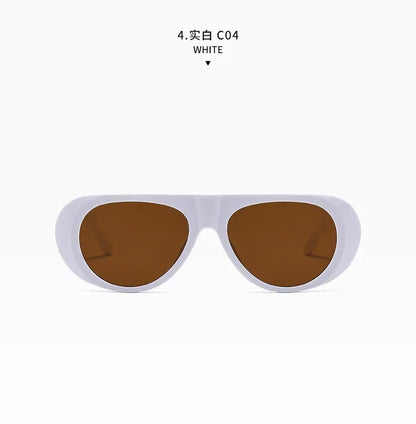 Vintage Oversized Oval Sunglasses Women Men New Fashion Wide Leg Leopard Red Gradient Sun Glasses Ladies Trendy Sexy Shades