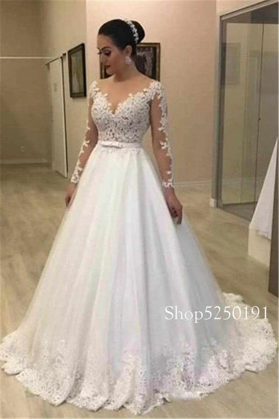 Sheer Long Sleeves Mermaid Wedding Dresses See Through Back Custom Two Pieces Bridal Gowns Modest Vestidos De Novia