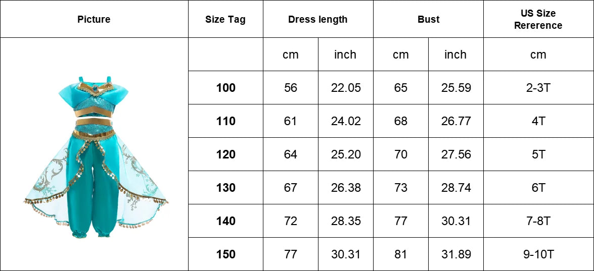 Girls Cosplay Costume Princess Dress Kids Magic Lamp Fancy Birthday Party Dresses Party Clothes 2-12Yrs
