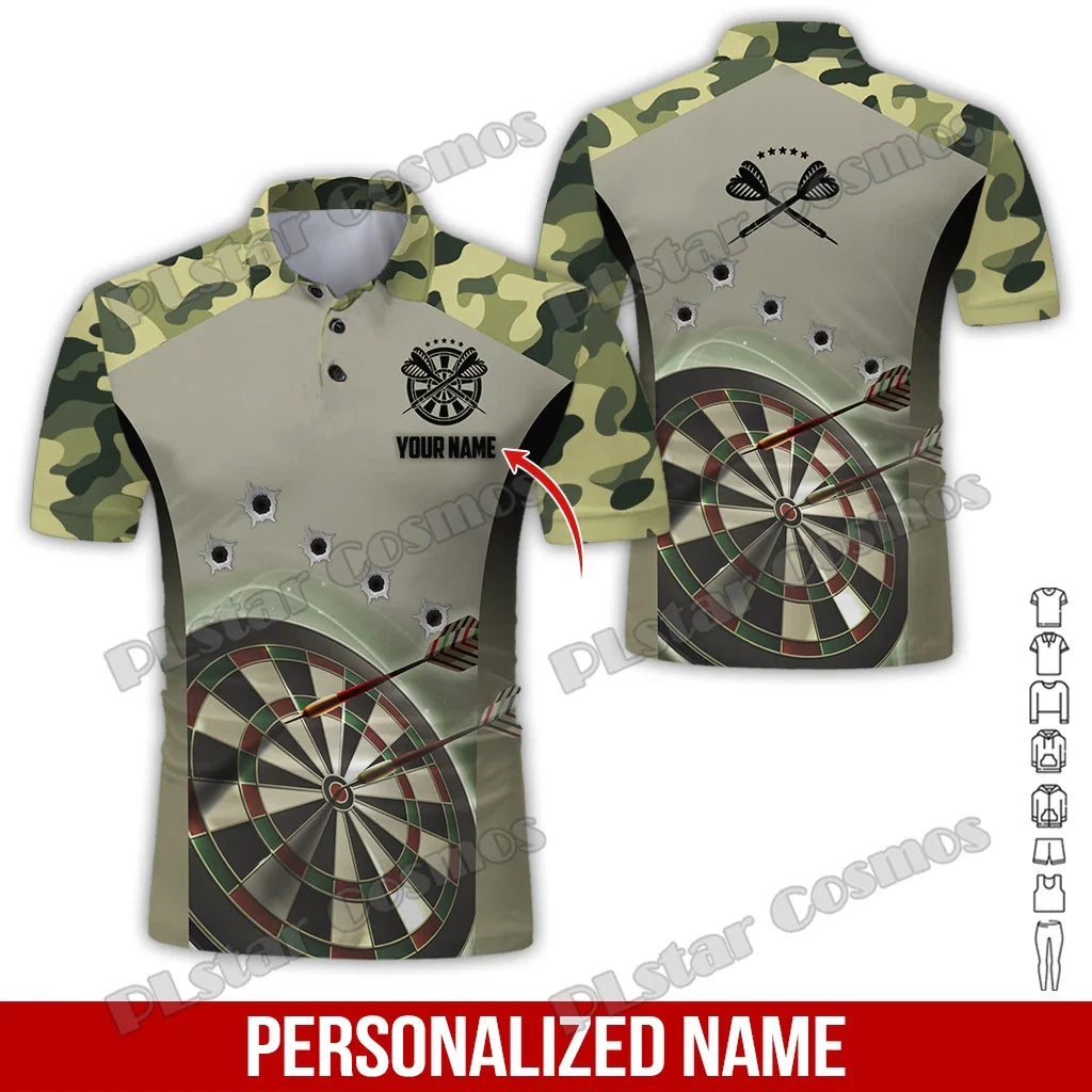 PLstar Cosmos Darts Team Custom Name 3D All Over Printed Premium Men's Polo Shirt Summer Street Casual Short sleeve shirt WK62