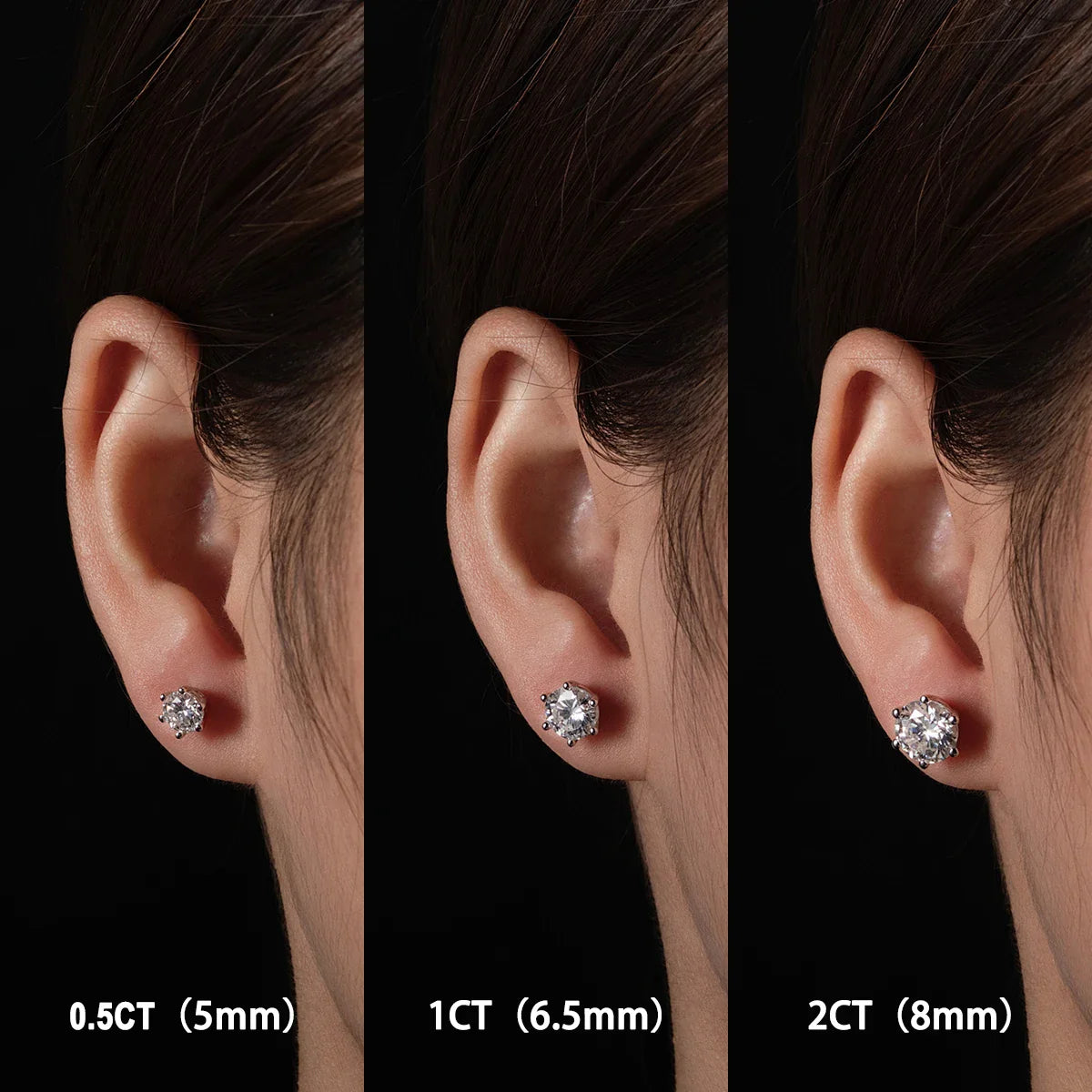 4/2/1ct Total Moissanite Stud Earrings 925 Sterling Silver Certificate Moissanite Earrings Jewelry Making Supplies