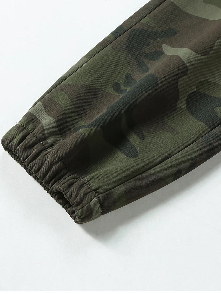 Men's  Camouflage Cargo Pants Sweatpants Outdoor Bunched Long Trousers  Casual Autumn Multi-Pocket Durable Workwear Male Trouser