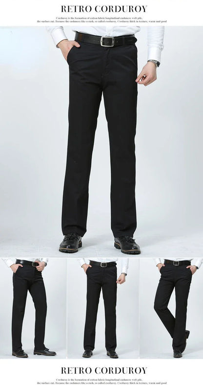 Professional Business Men's 100% Cotton Trousers Autumn Thick Summer Light Smart Office Style Quick-Drying Work Pants GOZBKF