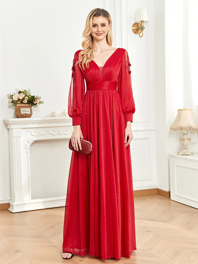 Elegant Long Sleeves Floor Length Split Party Evening Dress Women 2024 Luxury Backless Weedding Dress Cocktail Prom