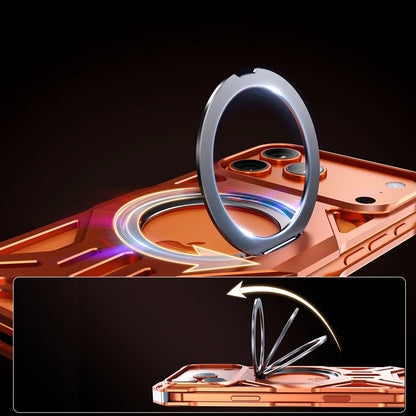 Metal Hollow Heat Dissipation Case For iPhone 17 Pro Max Magnetic Aluminum Alloy 360 Rotating Ring Holder Bracket Stand Cover
