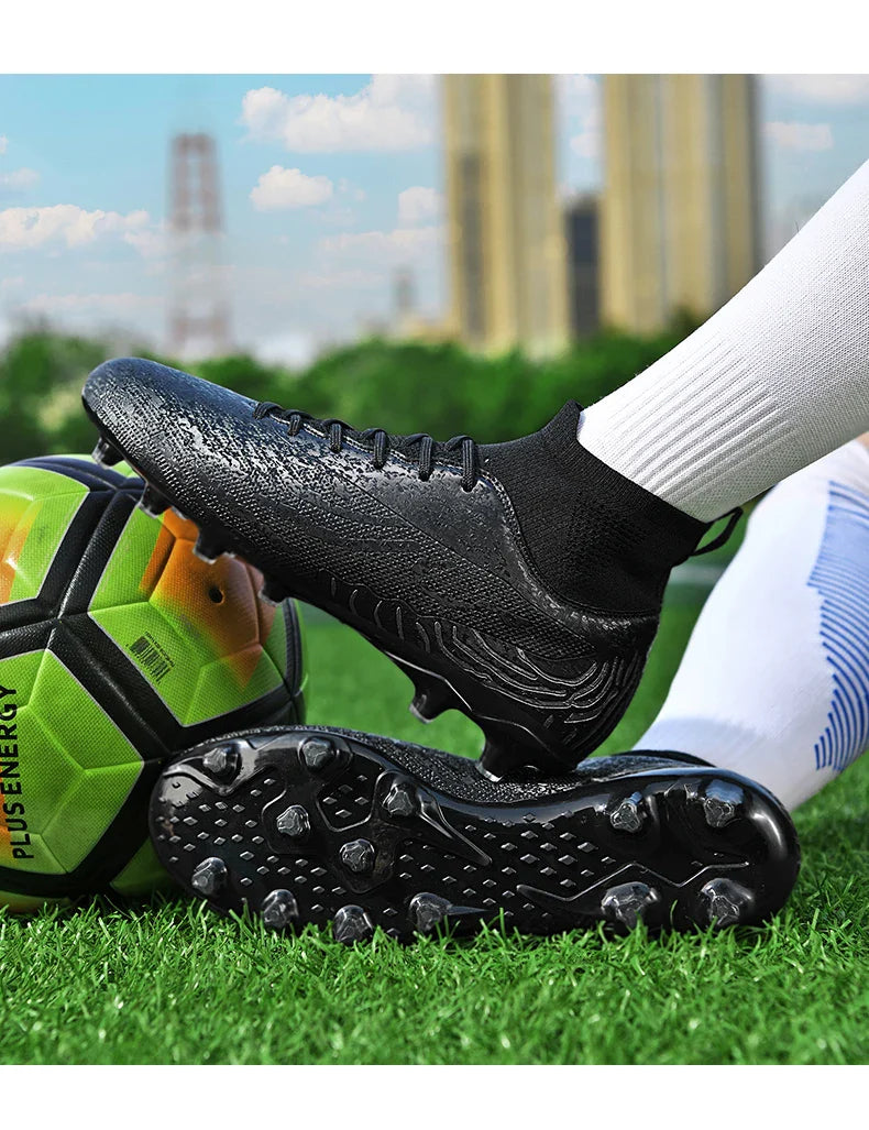 Men & Women AG Stud Leather Football Shoes, Anti-slip, for adult & student training, artificial and natural grass pitches