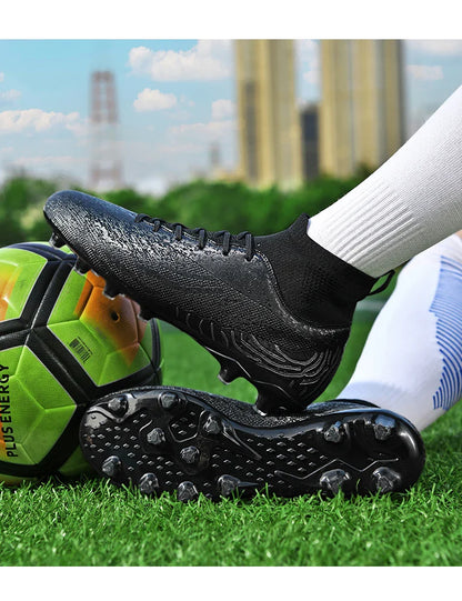 Men & Women AG Stud Leather Football Shoes, Anti-slip, for adult & student training, artificial and natural grass pitches