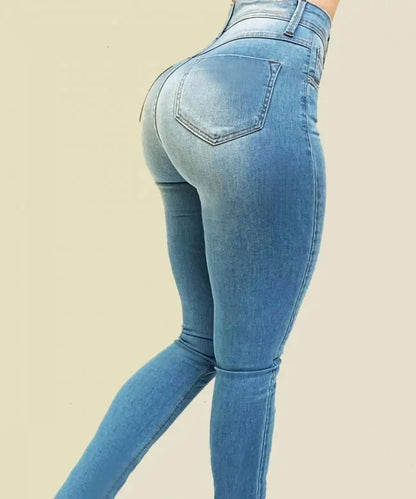 Woman's pure color jeans denim high waist jeans