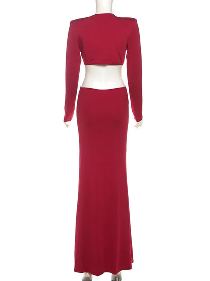 Waistless V-neck Women Maxi Dresses Classic Elegant Lapel Full Sleeve V-neck Sheath Vestidos Female High Street Bodycon