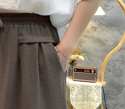 Plus sizeIce Silk Elastic Waist Wide-Leg Shorts Female Summer High Waist Drape Korean Casual Loose Soft Women's Shorts