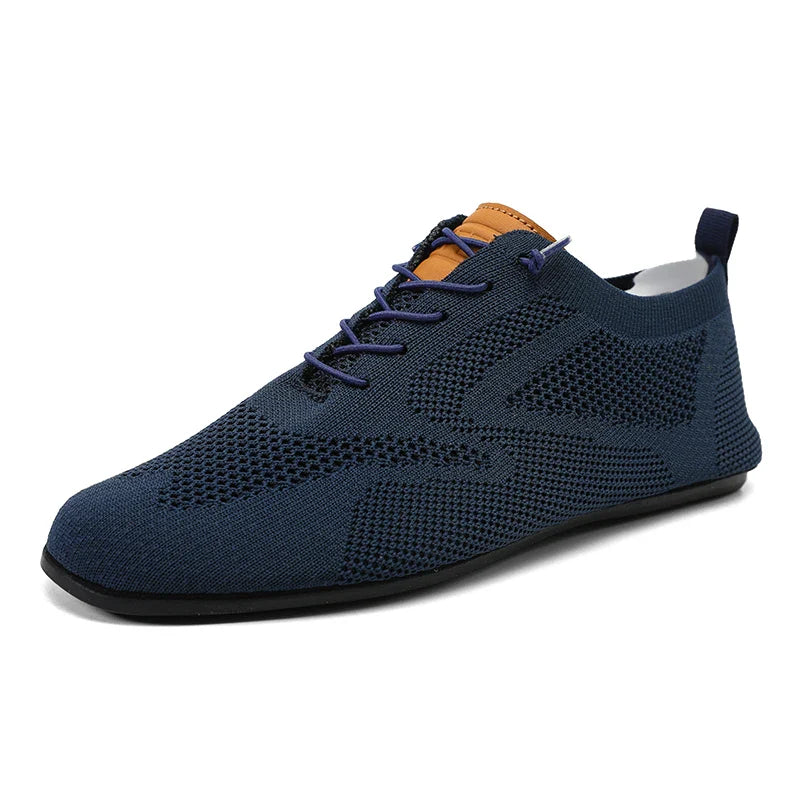 Sapatos Masculinos de Verão em Malha, Sapatilhas Planas para Uso Exterior, Sapatos de Caminhada de Alta Qualidade, Confortáveis, com Cadarço, Respiráveis, Antiderrapantes, Casuais