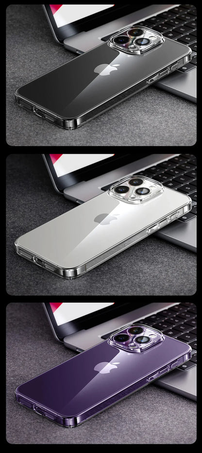 Case For iPhone 16 15 Pro Max Case Crystal Transparent PC Anti-Yellow Lens Protection Cover For iPhone 16 Pro Max Case