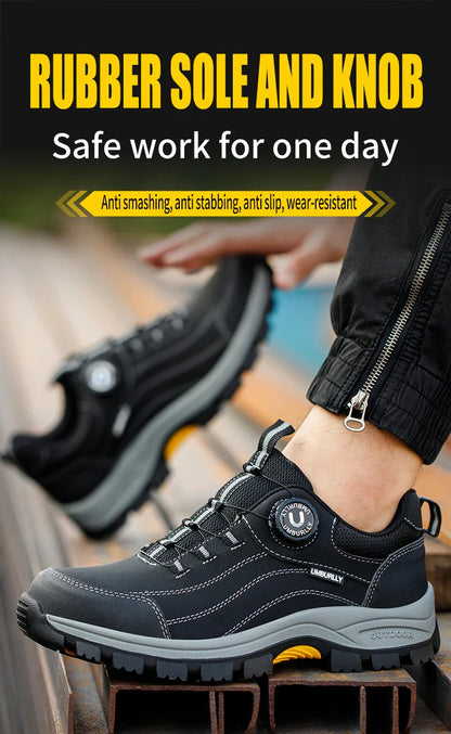 Men's Steel Head Safety Shoes Puncture And Smash Resistant Lightweight Sole Breathable Upper for Outdoor Workshop Work Shoes