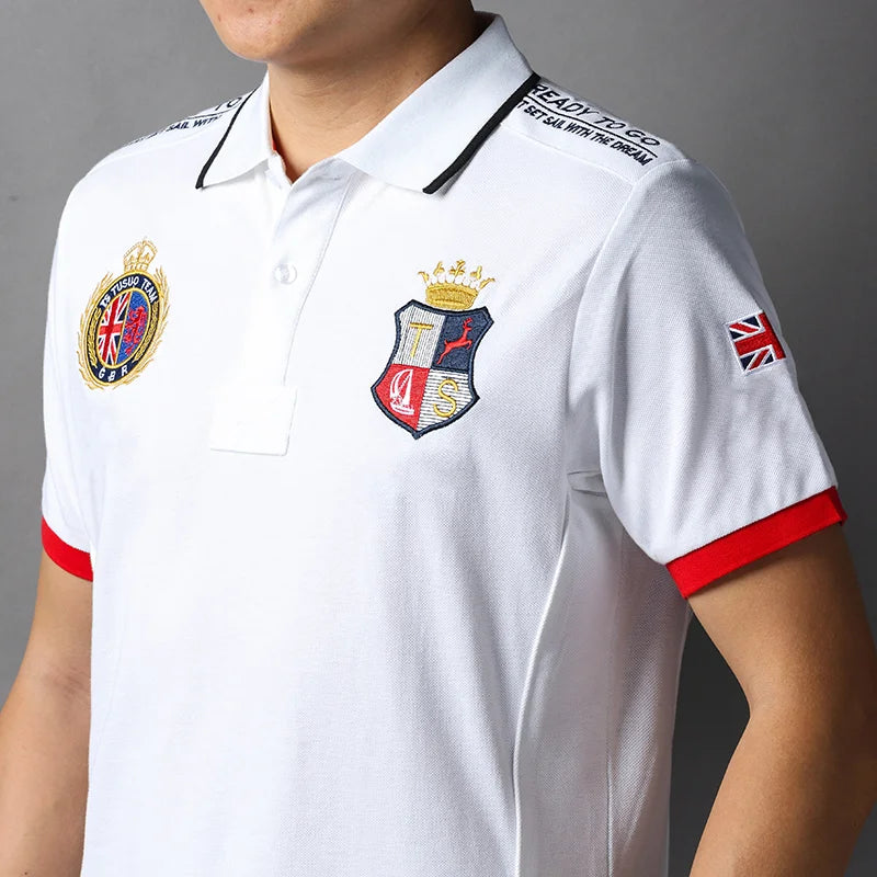 Men's polo shirt England Great Britain Royal casual sports party cotton embroidery luxury contrast color original design