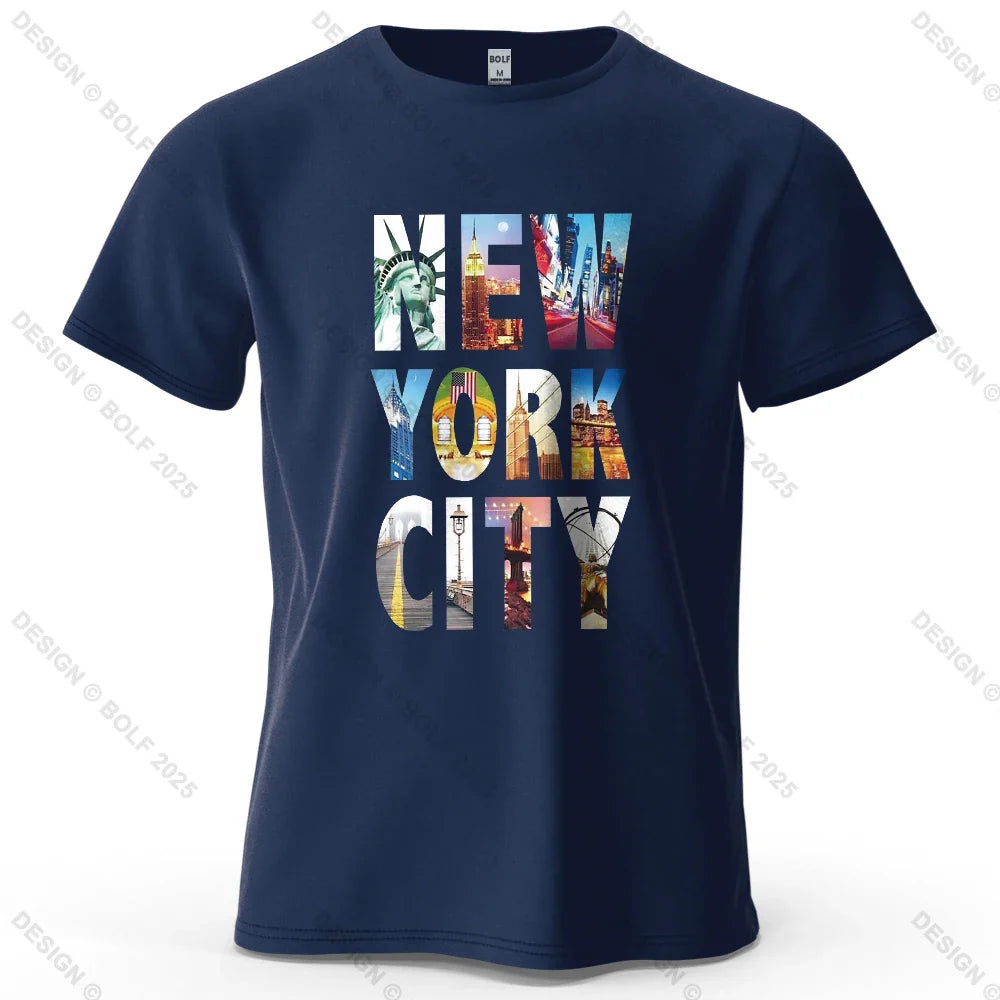 NYC Vibes Printed Men's T-Shirt 100% Cotton Oversized Urban Trendy Graphic Tees for Women Tops Tees Casual Streetwear