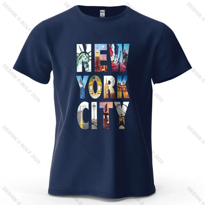 NYC Vibes Printed Men's T-Shirt 100% Cotton Oversized Urban Trendy Graphic Tees for Women Tops Tees Casual Streetwear