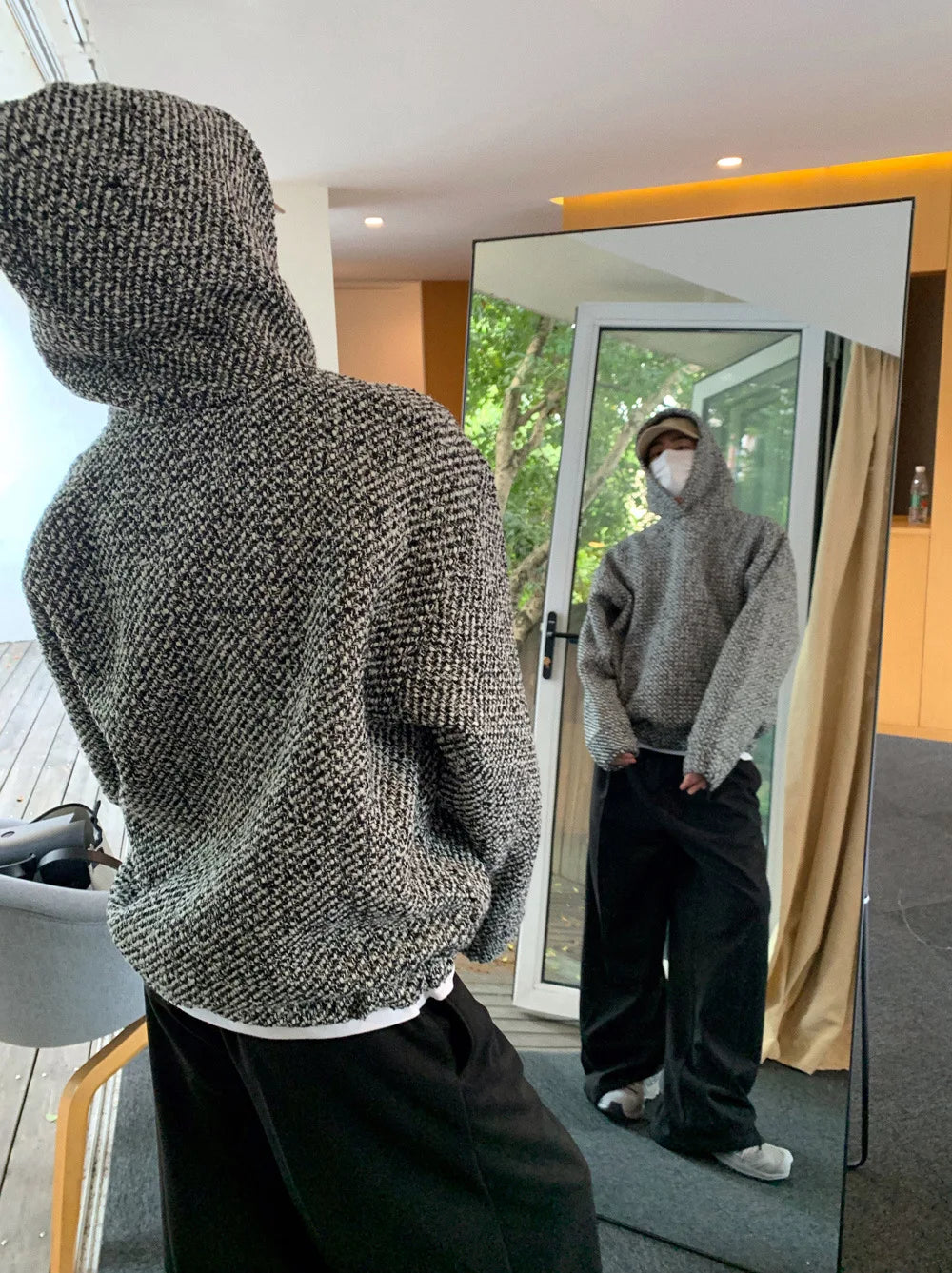 Autumn Clothing Men's Luxury Harajuku Texture Hooded Sweatshirt Casual American Fashion Long Sleeve Vintage Pocket Hoodies M-3XL