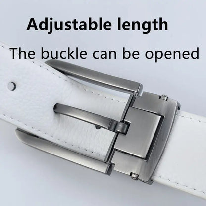 Korean version Golf white leather belt Pin buckle youth pants casual belt original belt for men and women