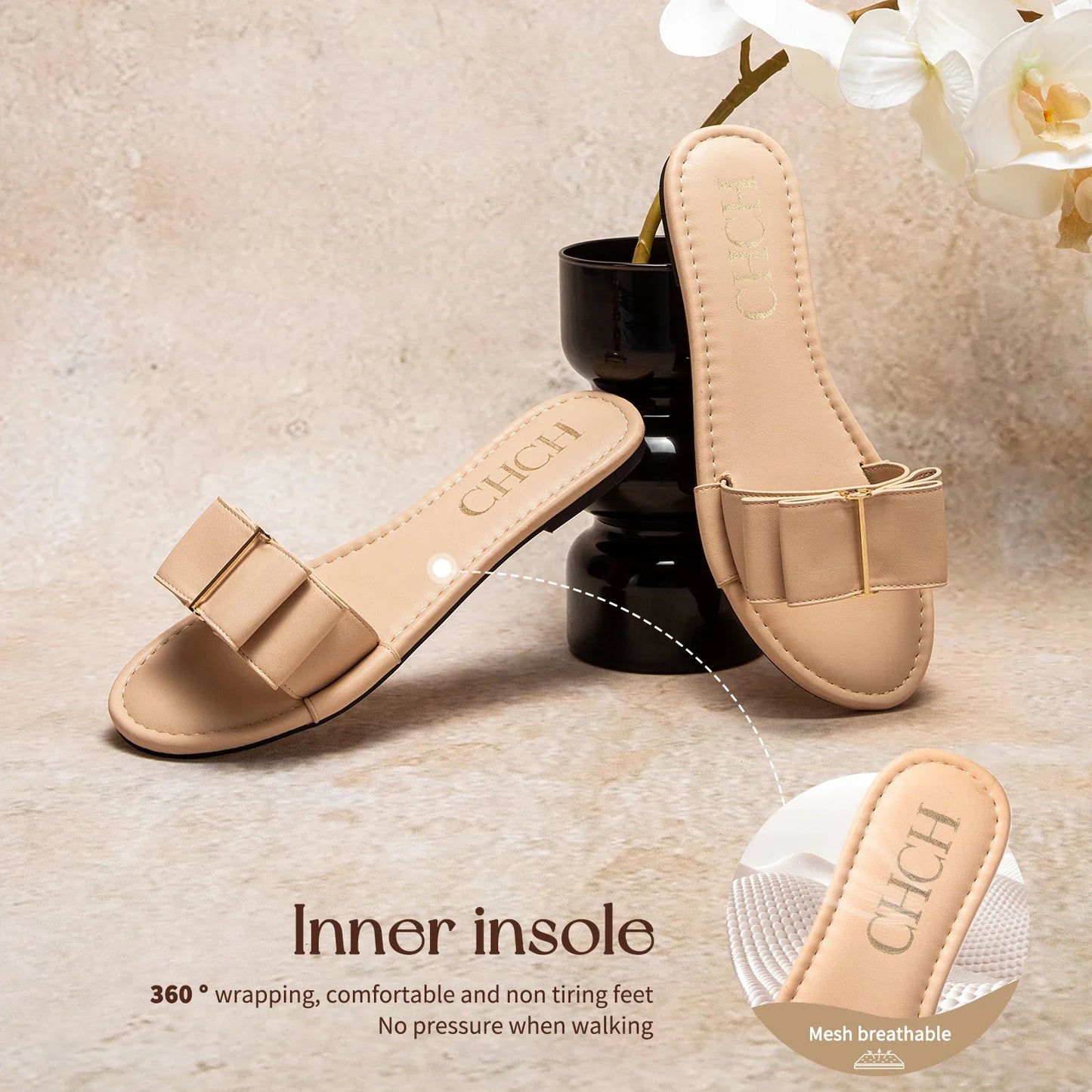Women's Flat Shoes New Summer Bow Casual Slippers Black Commuting Women's Shoes