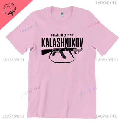 Vintage Classic Man Ak 47 TShirt Casual Fashion Military Fan Printed Cotton Shirt Summer O-neck Breathable Short-sleev Camisetas