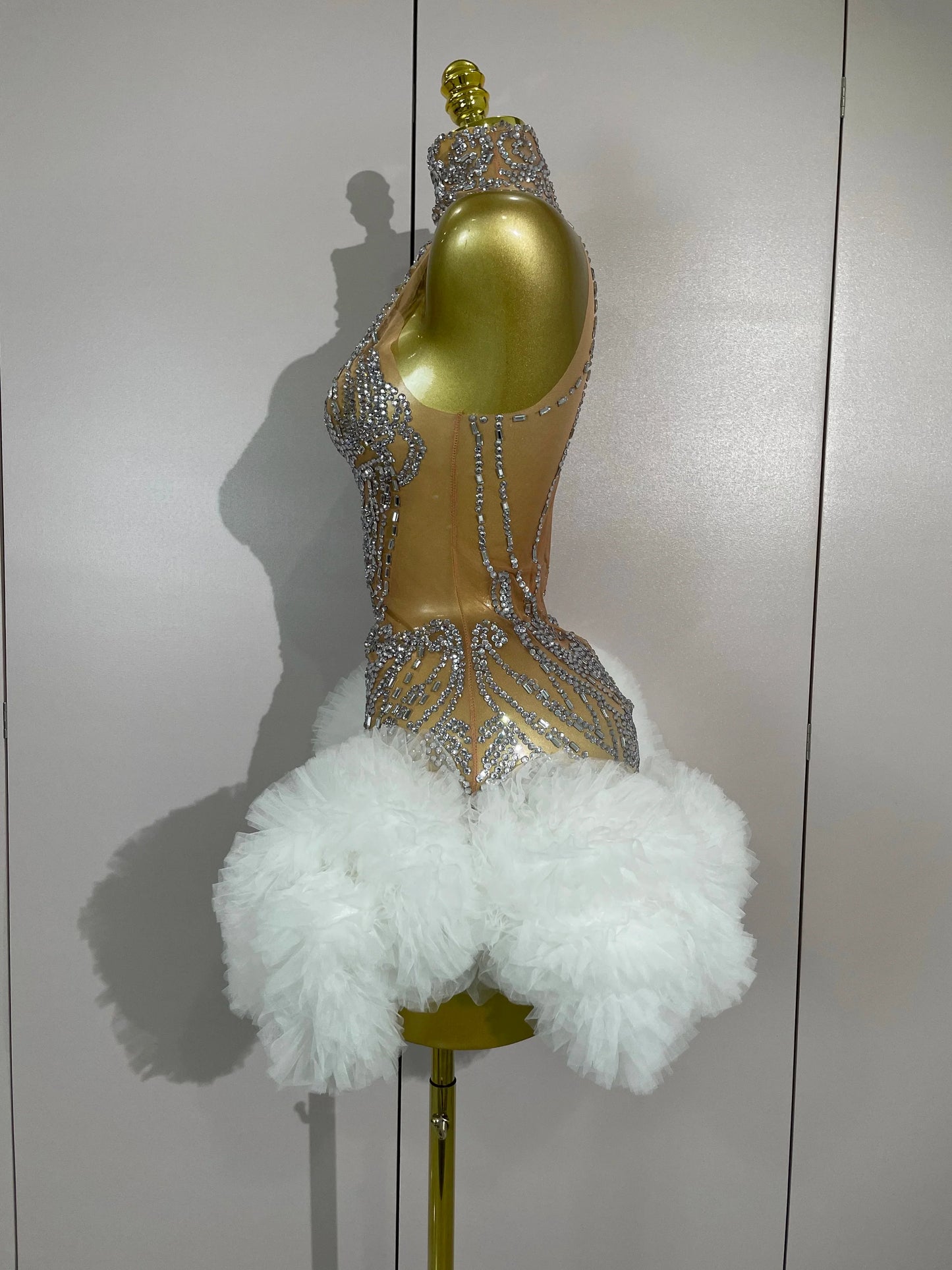 Mesh Sexy See Through Cocktail Mini Dress Women Eveing Luxury Birthday Party Singer Nightclub Show Stage Costume