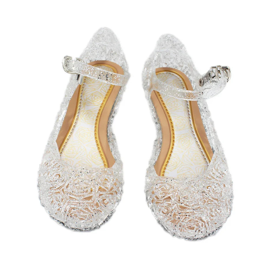 Toddler Infant Kids Baby Girls Summer Crystal Sandals Frozen Princess Jelly High-Heeled Shoes Party Dance Shoes Snow White Shoes
