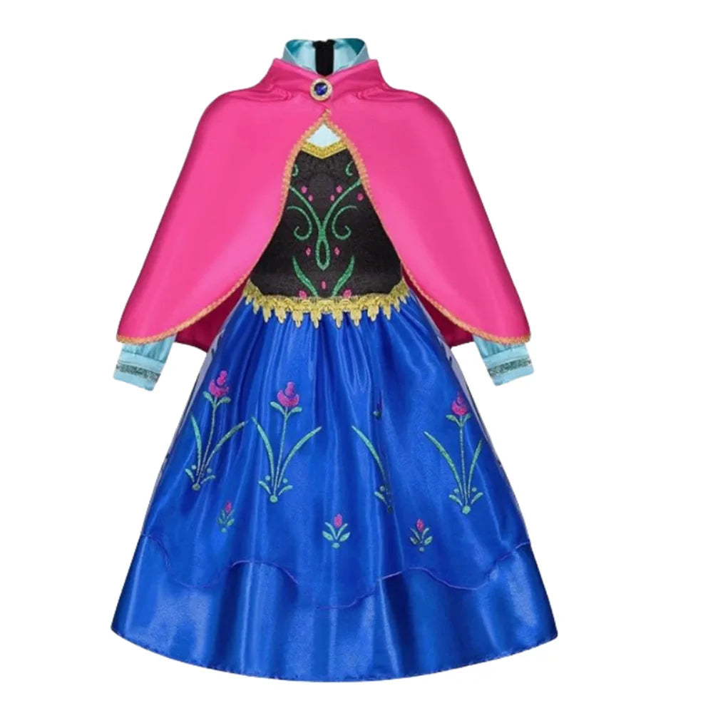 Frozen Snow Queen Elsa Anna Girls Cosplay Mesh Princess Dress Kids Halloween Carnival Party Birthday Frock Ball Vestidos