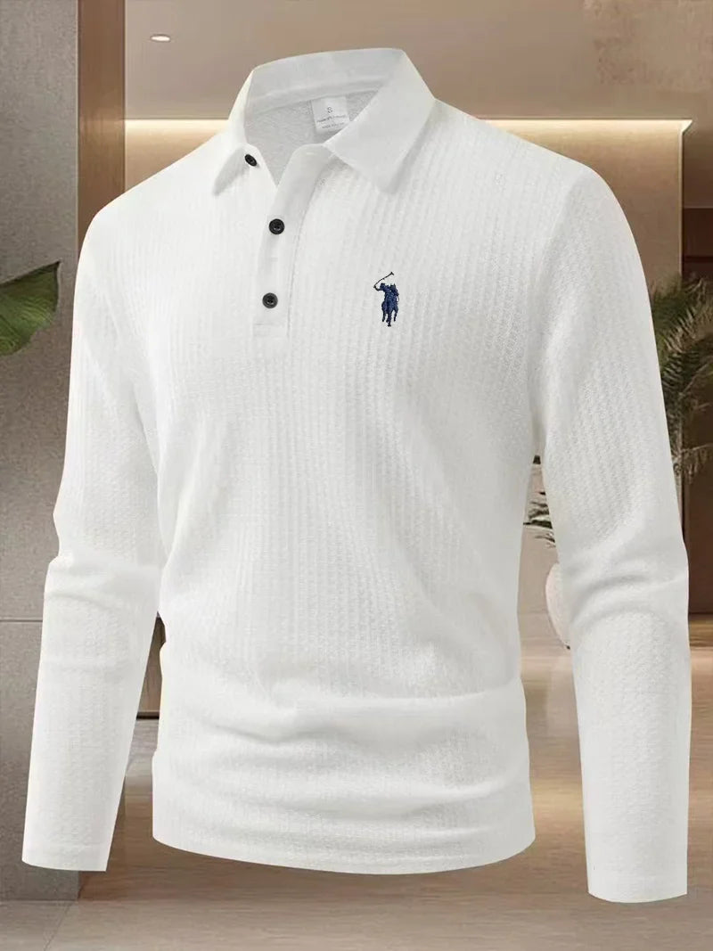 Men's polo shirt long sleeved high-end brand exquisite embroidery 2025 Spring and Autumn casual breathable fashion T-shirt top