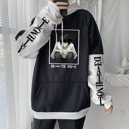 Anime Death Note L Lawliet Kawaii Cartoon Printed Hoodies Horror Manga Streetwear Long Sleeve Harajuku Men Winter Sweatshirts