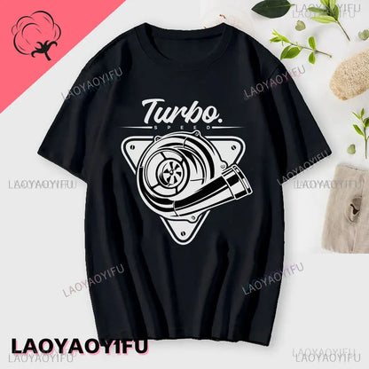 New Boost Turbo Engine Printing T-Shirt Car Parts Funny Mechanic Cotton Teemen 2024 Summer Fashion Top Personality Mans Clothing