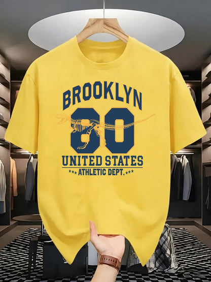 Brooklyn United States Athletic Dept Men T Shirt Soft All-Match Fashion Sportswear Summer O-Neck Tee Unisex Loose Cotton Clothes