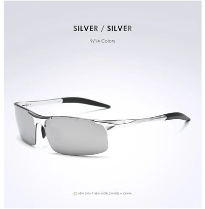Sunglasses Men Aluminum Magnesium Frame Sport Sun Glasses Driver Retro Goggles