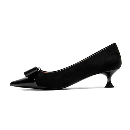 Women's Heeled Shoes Elegant Fashion Female Commuting Low Heeled Shoes British Style Patchwork Design Lady Pointed Shoes