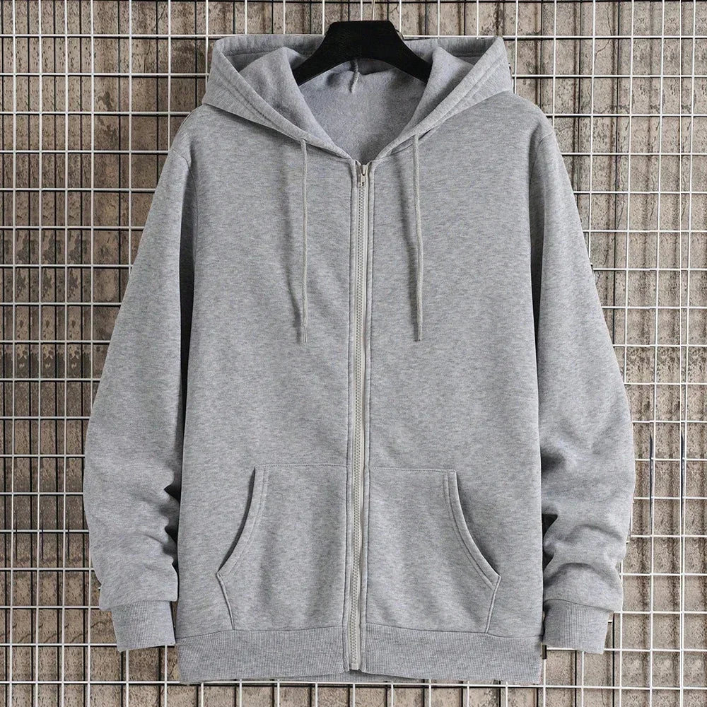 Men's Fleece Zip Up Hoodies Running Sports Sweatshirts Fashion Women Classic Casual Zipper Jackets Y2k Coats Hip Hop Streetwear