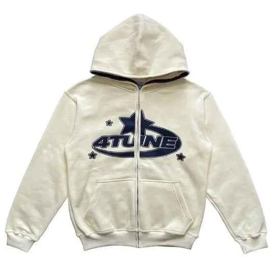 Moletom Masculino com Zíper e Estampa de Estrelas, Manga Comprida, Jaqueta Solta, Casaco Retrô, Harajuku Casual Gótico com Capuz Y2K Streetwear