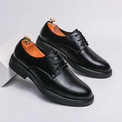 Sapatos sociais masculinos de amarrar para escritório, sapatos de festa para casamento, sapatos de luxo estilo Derby de couro, sapatos masculinos formais de primavera/outono para homens