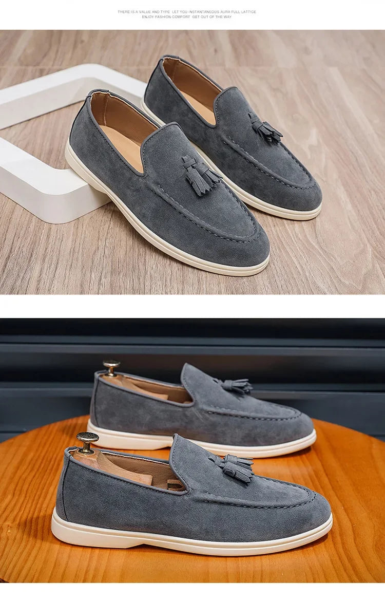 Unisex Lightweight Flat Bottom Tassel Casual Shoes Fashionable Versatile Large Size Men's Shoes Business Casual Slip-On Loafers