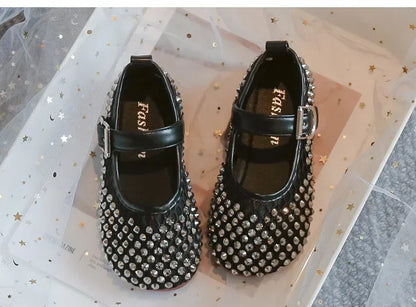 Girls Flat Shoes Sparkling Hollowed-Out Princess Shoes for Kids 2025 Summer New Sandals Mesh Hook&loop Toddlers Breathable Ins