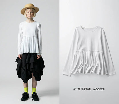2026 Spring Forest High Waist Irregular Ruffle Edge Medium Long Dress Black Half Skirt Female 265401