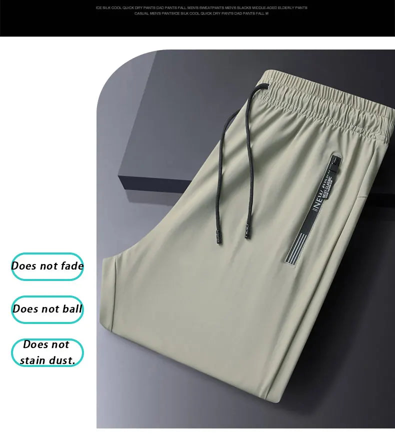 Breathable Elastic Men Running Sport Pants Ice Silk Jogging Thin Sweatpants Casual Outdoor Training Gym Fitness Trousers 8XL