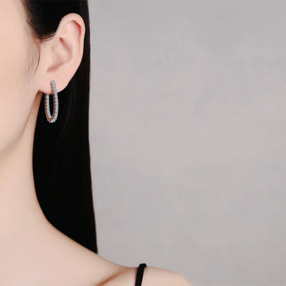 Trendy Real D Color Full 2.2mm 0.04CT Moissanite Hoop Earrings For Women S925 Silver Plated 18K Gold Diamond Earring
