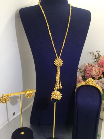 Trendy Fashion2 PCS Luxury Waterdrop Indian Jewelry Sets For Women Wedding Party Indian Dubai Bridal jewelry Set